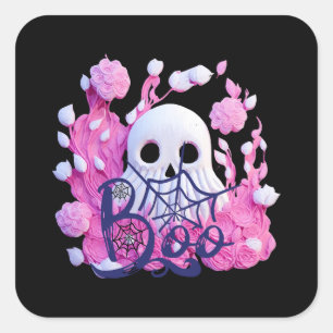 Sticker Carré paquet de fantôme mignon Halloween boo