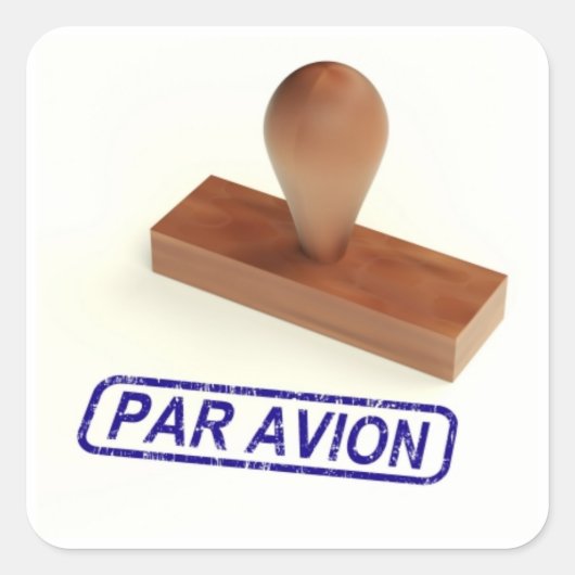 Sticker Carré Par Avion (Devant)