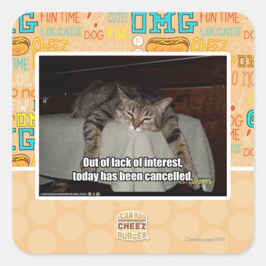 Sticker Carré Par manque d'intérêt (Devant)