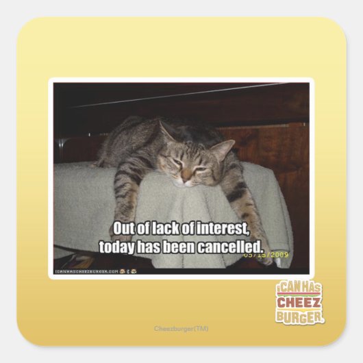 Sticker Carré Par manque d'intérêt (Devant)