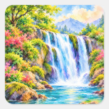 Paradis de cascade à l'aquarelle rêveuse