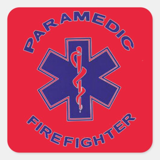 Sticker Carré Paramedic du pompier (Devant)