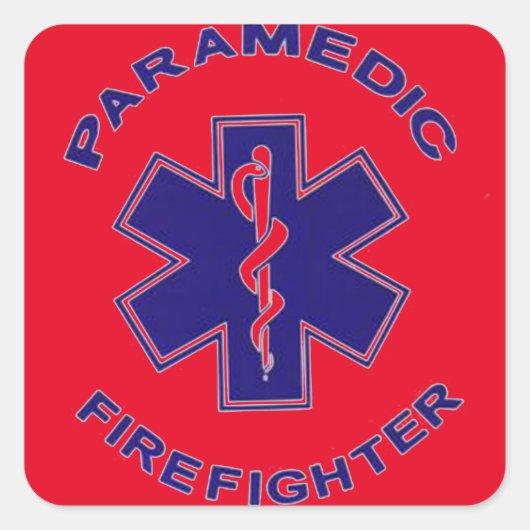 Sticker Carré Paramedic du pompier (Devant)