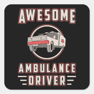 Sticker Carré Paramètre Emt d'urgence du pilote d'ambulance géni