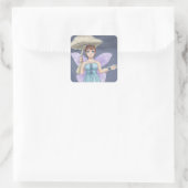 Sticker Carré Parapluie de champignons de retenue de fées dans l (Sac)