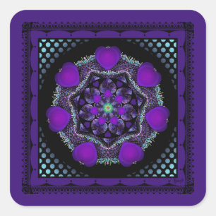 Sticker Carré Parapluie violet & coeurs .7