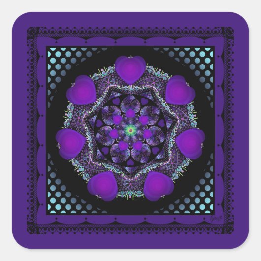 Sticker Carré Parapluie violet & coeurs .7 (Devant)