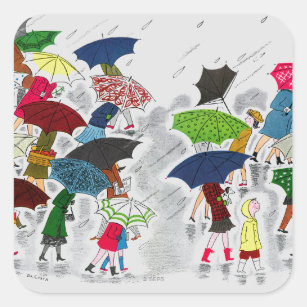 Sticker Carré Parapluies