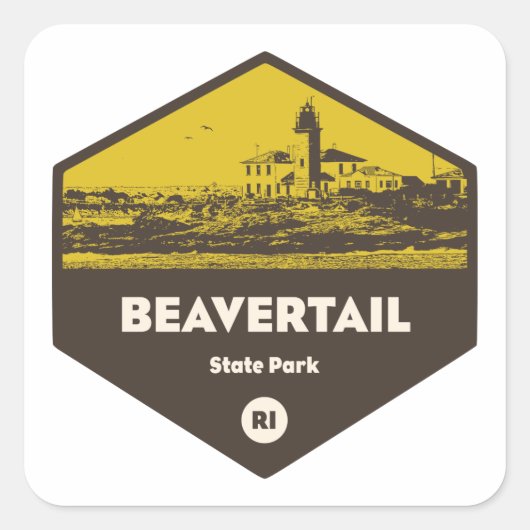 Sticker Carré Parc d'état de Beavertail Rhode Island (Devant)
