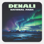 Sticker Carré Parc national de Denali Rétro (Devant)