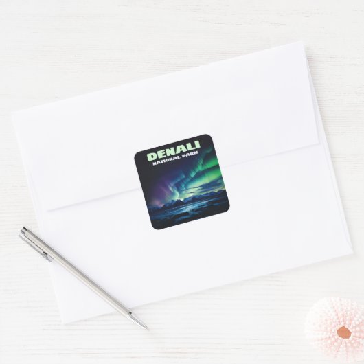 Sticker Carré Parc national de Denali Rétro (Enveloppe)