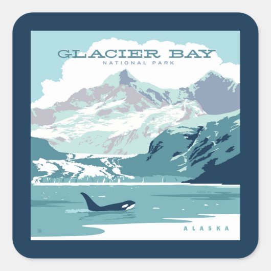 Sticker Carré Parc national de Glacier Bay | Orca (Devant)