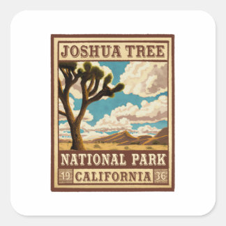 Sticker Carré Parc national de Joshua Tree Vintage extérieur