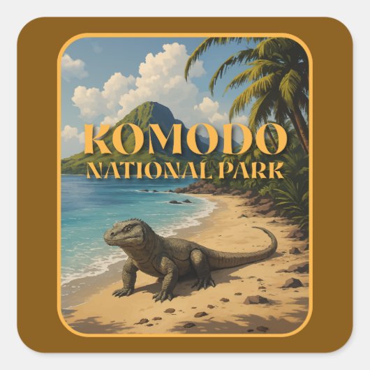 Sticker Carré Parc national de Komodo Indonésie (Devant)