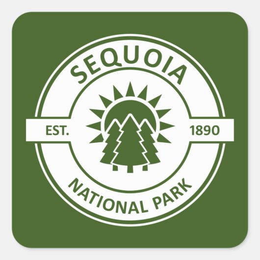Sticker Carré Parc national de Sequoia Sun Trees (Devant)