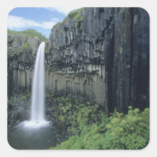 Sticker Carré Parc national de Skaftafell, cascade de Svartifoss