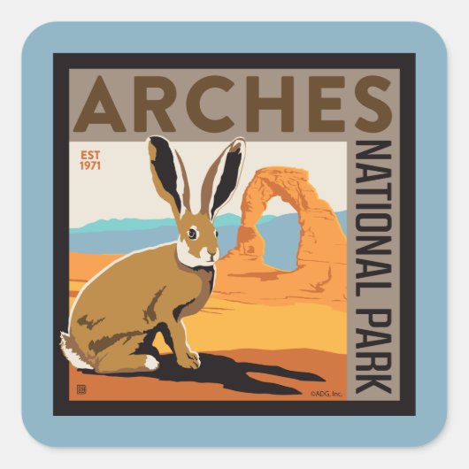 Sticker Carré Parc national des Arches, Utah | Jacklapin (Devant)