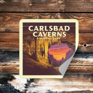 Sticker Carré Parc national des Cavernes de Carlsbad vintages