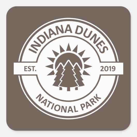 Sticker Carré Parc national des dunes d'Indiana Sun Trees (Devant)