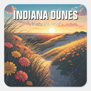 Sticker Carré Parc national des dunes d'Indiana Travel