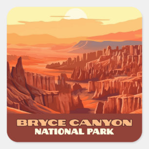 Sticker Carré Parc national du Bryce Canyon Montagnes Utah