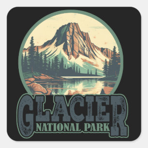 Sticker Carré Parc national du Glacier Montana Vintage voyage