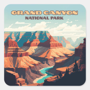 Sticker Carré Parc national du Grand Canyon Arizona Retro