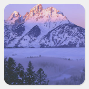 Sticker Carré PARC NATIONAL DU GRAND TETON, WYOMING. USA. Fog &