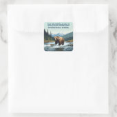 Sticker Carré Parc national Katmai Alaska Bear Brooks (Sac)
