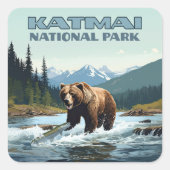 Sticker Carré Parc national Katmai Alaska Bear Brooks (Devant)