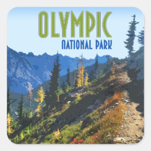 Sticker Carré Parc national olympique Washington State Vintage