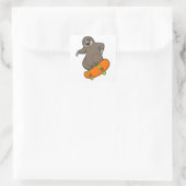 Sticker Carré Parcelle en skate avec skateboard (Sac)