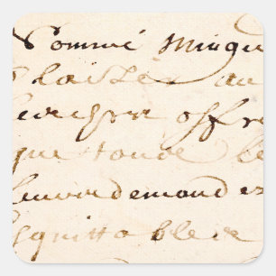 Sticker Carré Parchemin français bronzage vintage de manuscrit