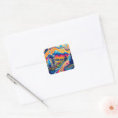 Sticker Carré Parcours de golf sur disque psychédélique dans les (Enveloppe)