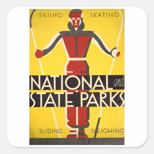 Sticker Carré Parcs nationaux et nationaux - Vintage voyage (Devant)