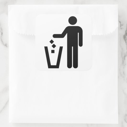 Sticker Carré Pare-déchets noir et blanc (Sac)