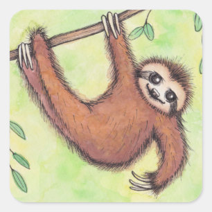 Sticker Carré Paresse mignonne