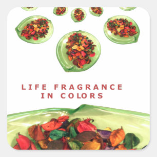 Sticker Carré Parfum de vie : Message Inspirationnel Pot-pourri