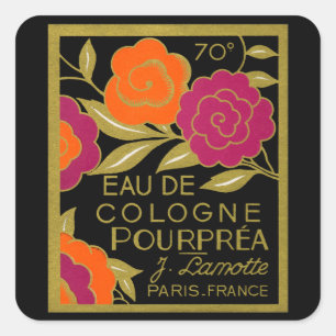 Sticker Carré Parfum Eau de Cologne Pourprea 1920