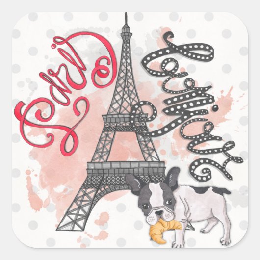 Sticker Carré Paris Bonjour (Devant)
