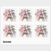 Sticker Carré Paris Bonjour (Feuille)
