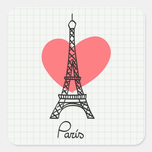 Sticker Carré Paris - I Love the Eiffell Tower (Devant)
