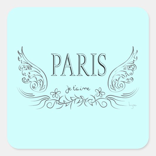 Sticker Carré PARIS Je t'aime (Devant)