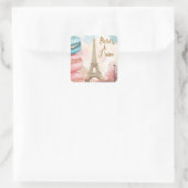 Sticker Carré Paris, Je T'aime - Tour Eiffel avec Macarons (Sac)