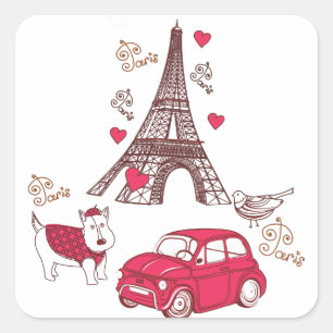 Sticker Carré Paris Love