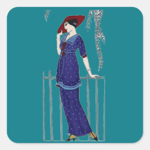 Sticker Carré Paris mode 1920 élégante dame