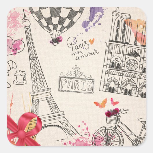 Sticker Carré Paris Mon Amour (Devant)