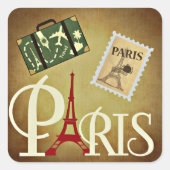 Sticker Carré Paris, voyage (Devant)
