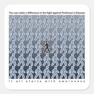 Sticker Carré Parkinsons combat commence avec sensibilisation