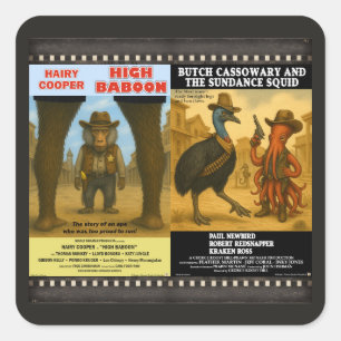 Sticker Carré Parodie d'affiche de film animalier western